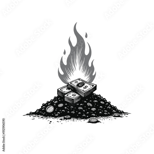 Engraving of Burning Money