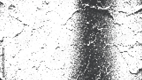 Dense halftone dot pattern with abstract vertical and horizontal formations, textured digital background