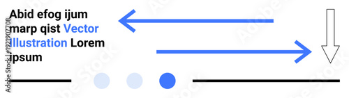 Arrows indicate flow, text fields provide messaging space, and dots add structure and style. Ideal for design, infographics, communication, process visualization, direction, education simple landing