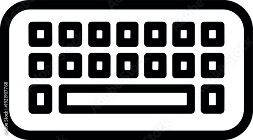 Black Computer Keyboard Silhouette Icon on white Background Vector
