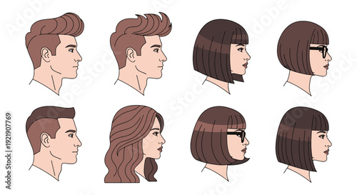 Profile Portrait Icons – Male and Female Vector Headshots
