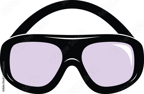 Professional protective eyewear safety goggles with black frames and lilac lenses for industrial sports skiing and construction site use in a clean flat minimalist vector style AI Generative
