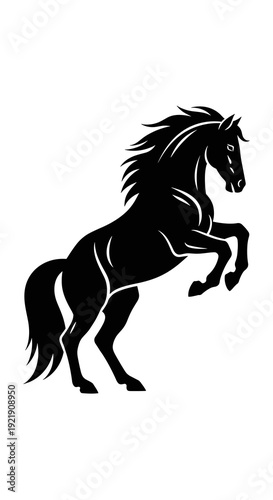 Black horse rearing silhouette