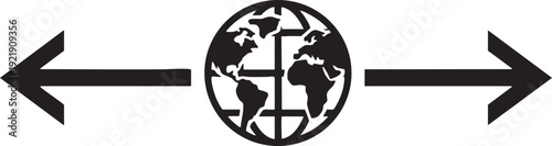 Two abstract black ink silhouette arrows facing each other in a conceptual illustration.