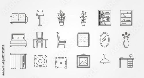 Collection of hand drawn furniture and home decor sketches.