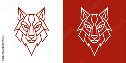 Red Wolf Head Logo Geometric ...