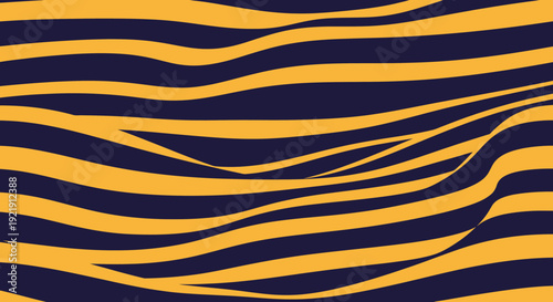 Yellow and Black Wavy Striped Pattern Design.
