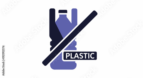 No Plastic Sign with Bottle Icon.
