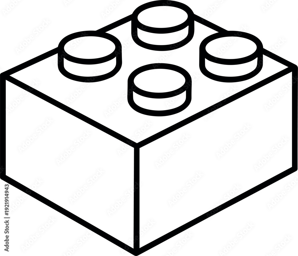 Fototapeta premium Black Toy Plastic Building Brick Block Silhouette Icon Vector for Design