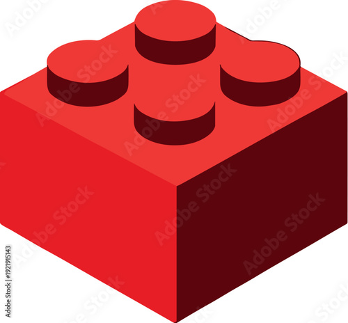 Red Toy Plastic Building Brick Block Silhouette Icon Vector for Design