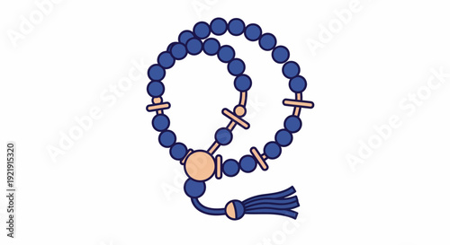 Blue Prayer Beads with Tassel and Bead.
