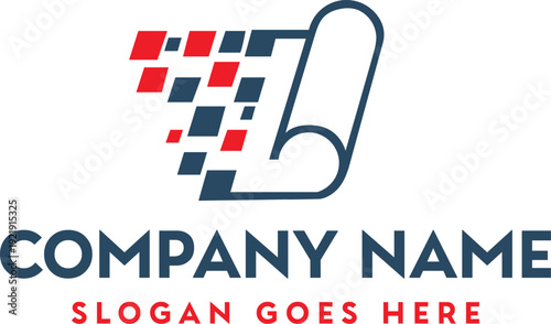 A modern logo design featuring a digital pixelated shape combined with a letter b high quality