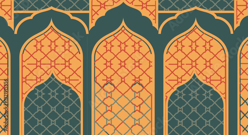 Ornate Archway Pattern with Geometric Design.