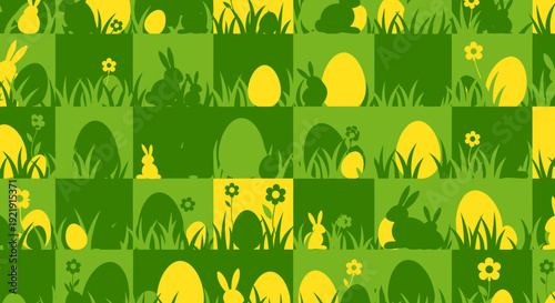 Easter Eggs and Rabbits Pattern Design.
