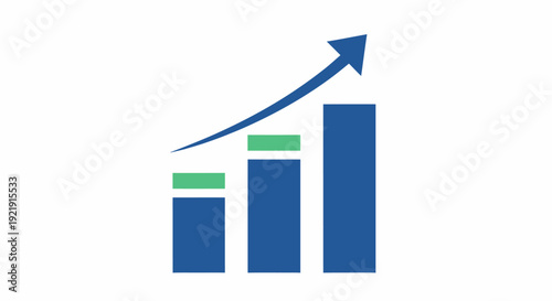 Blue Bar Graph with Green Highlights and Arrow.