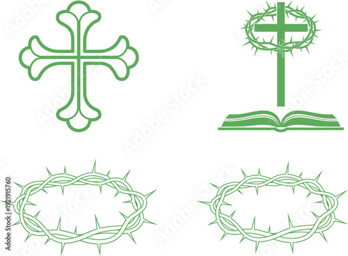 Easter christian symbols cross crown of thorns book