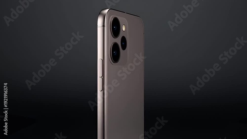 Sleek grey smartphone featuring a dual camera system on a plain background