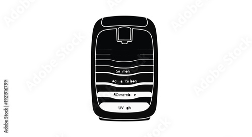 Black cell phone keypad closeup with white buttons and lines on modern mobile device for communication technology concept