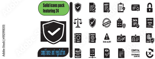 Vector illustration of a web design icon set featuring communication and business symbols for digital use