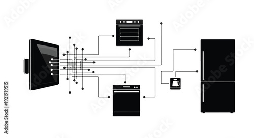Smart home automation system with connected appliances and devices, modern technology for home management and control