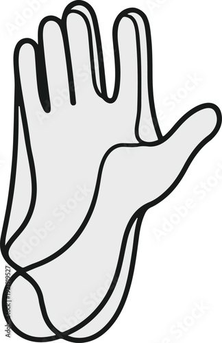 Minimalist ghost line art waving hand hello, bold black meta outline, thick stroke, pure white background, clean vector 2
