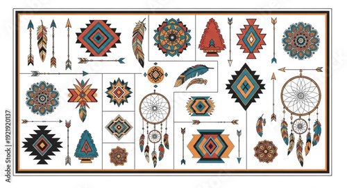 Native American tribal patterns and dreamcatchers collection.