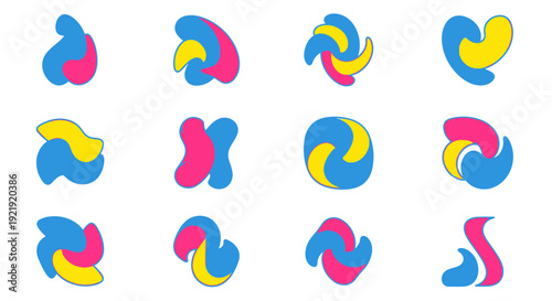 Abstract shapes set, colorful design elements