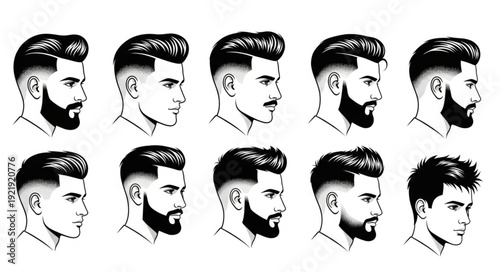 Collection of Male Hairstyles and Beard Styles.