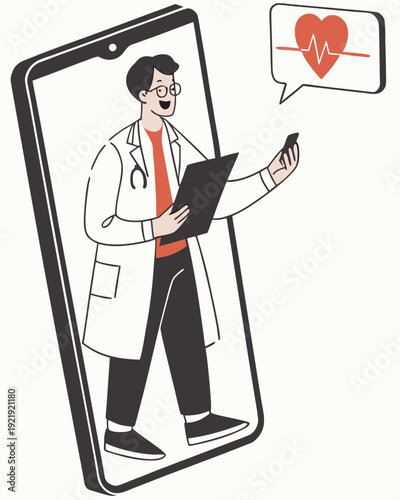 Telemedicine concept with doctor on phone screen