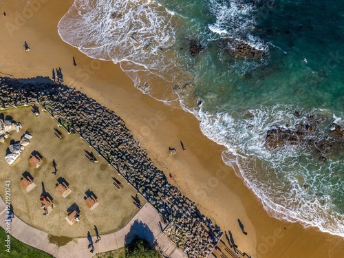 Obraz na płótnie Aerial top view of San Carlos beach, Monterey, CA, United States
