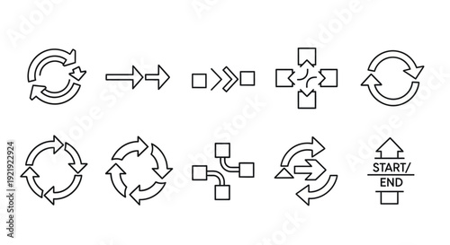 Arrows collection, circular motion concept