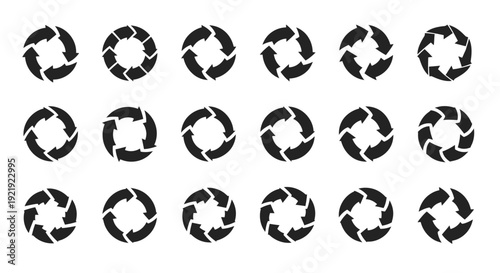 Circular arrow icon set. Cycle, reload, refresh symbols.