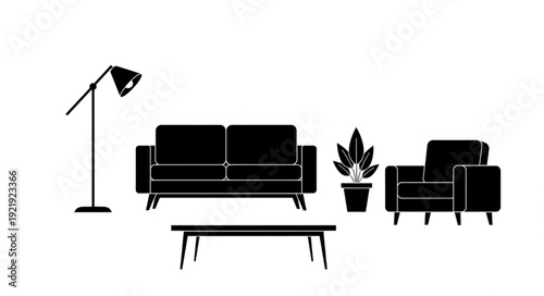 Modern Living Room Furniture Silhouette Collection.