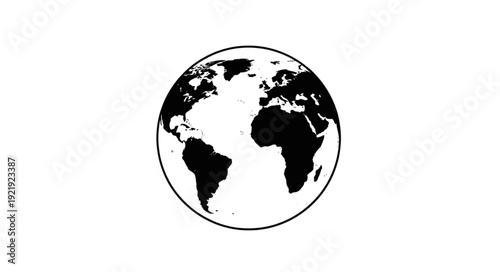 Stylized Black and White Globe Illustration.