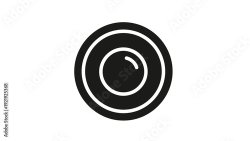 A black concentric circle design on a white background, featuring a smaller inner circle