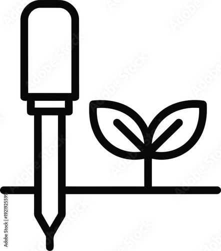 Soil Moisture Sensor Probe Icon Vector Monoline Sprout Smart Irrigation Pictogram