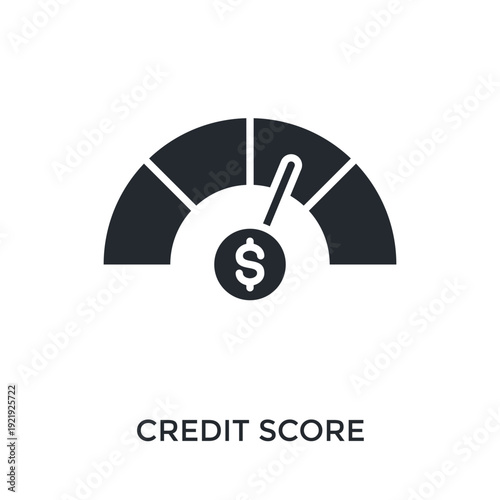 Credit Score Icon Glyph Style. Vector Illustration For Graphic Design