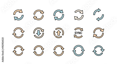 Arrows circle icons set. Refresh and reload signs