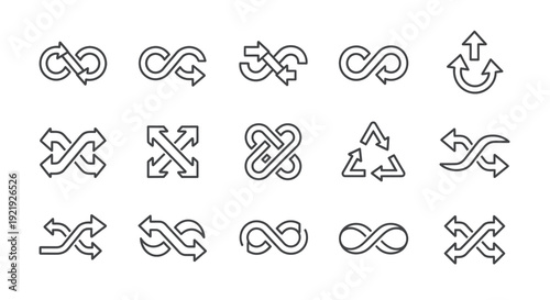 Arrow infinity loop icons set. Recycle arrows.