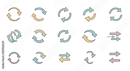 Arrows circle, refresh and reload icons set