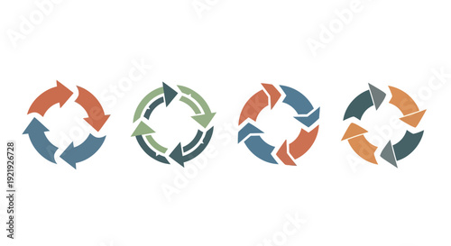 Circular arrows flow chart cycle process diagram icons