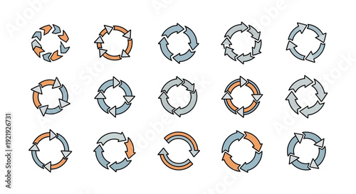 Circular arrows diagrams set. Cycle process infographic