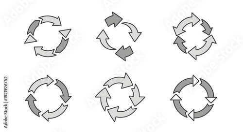 Circular Arrows Flow: Process Cycle Diagram Icons