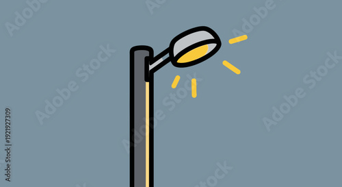 Abstract vector illustration of a street lamp and lantern silhouette against a blue sky background