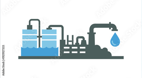 Industrial factory buildings silhouette vector illustration with construction machines and heavy transport vehicles on white background