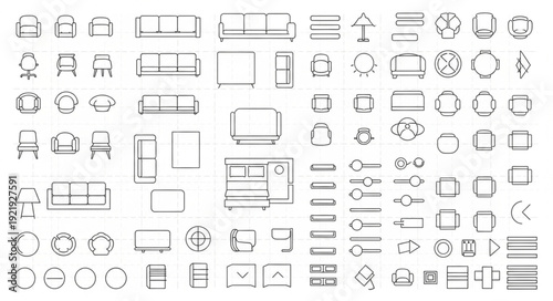 Architectural Symbols and Furniture Layouts Collection.