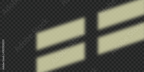 Realistic Window Shadow Overlay Set with Soft Sunlight Rays on Transparent Background