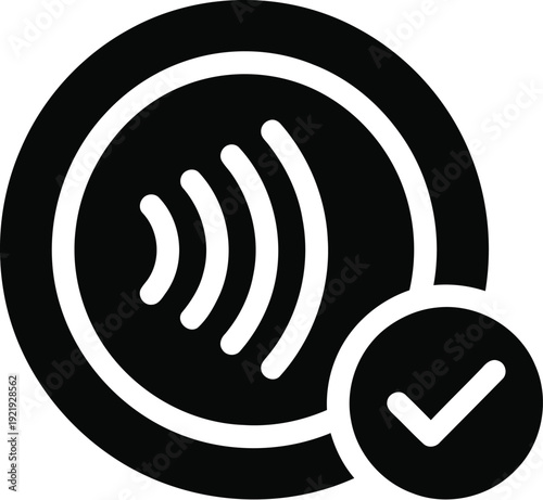 Contactless Token Coin Icon Vector Check Badge Payment Pictogram Minimal
