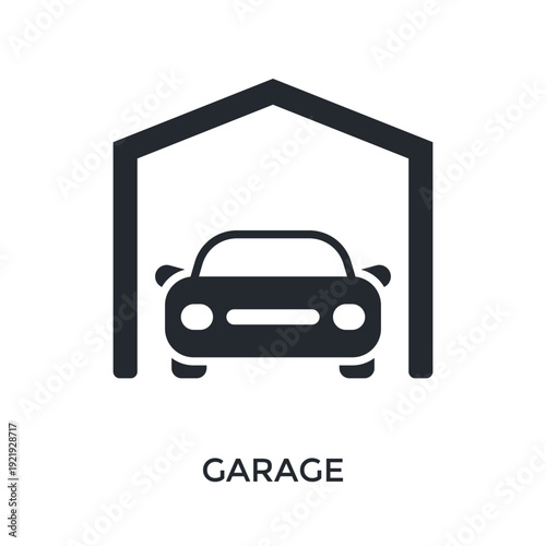 Garage Icon Glyph Style. Vector Illustration For Graphic Design