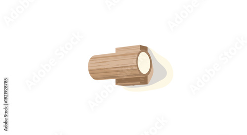 Horizontal view of a short wooden cylindrical wall-mounted lamp with a circular light source visible.